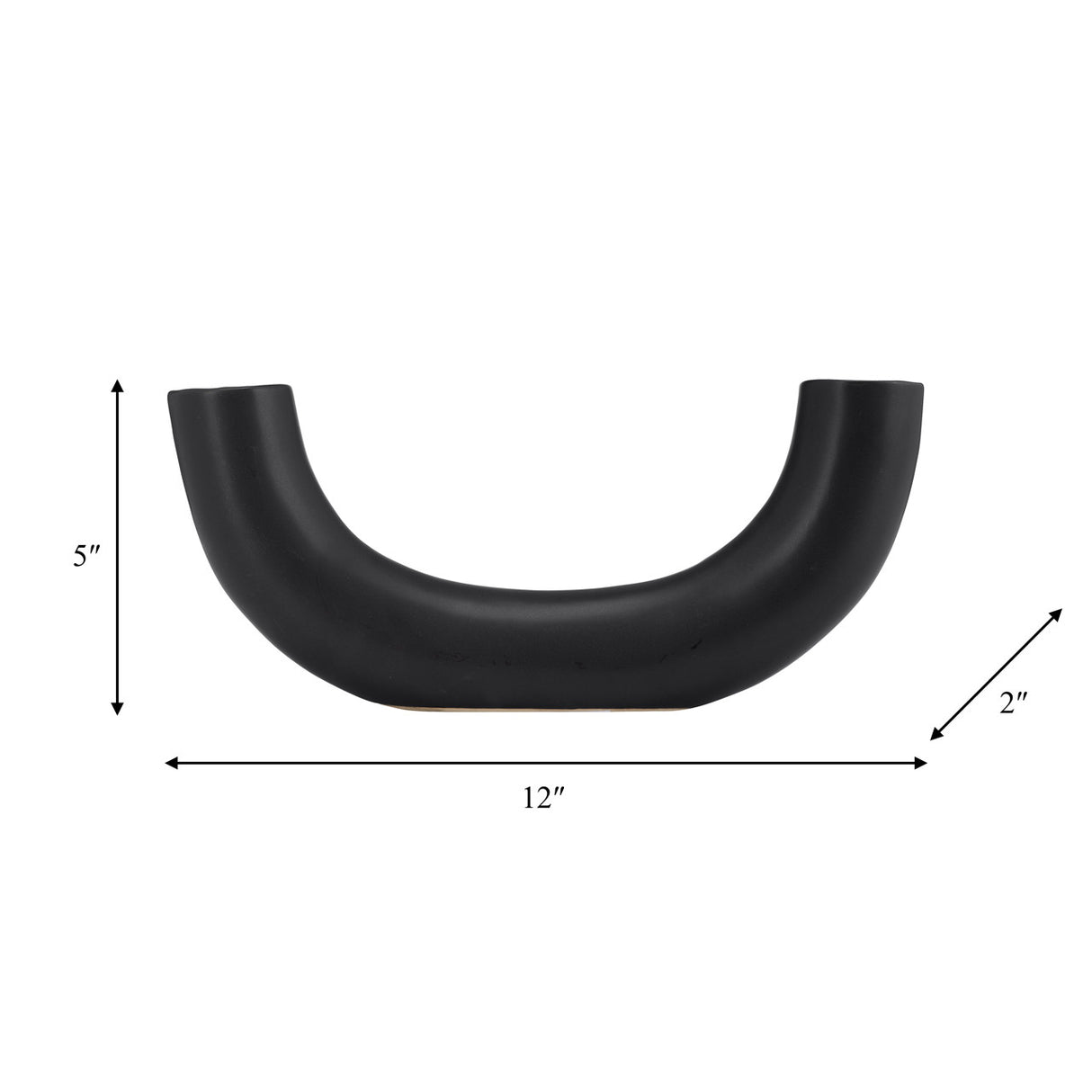 Cer, 12"l Half Circle Vase, Black from Sagebrook Home - Luna Furniture