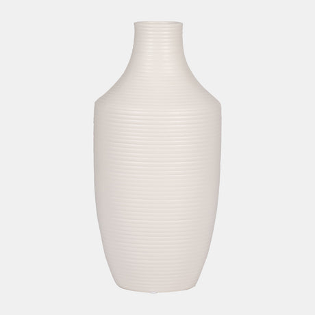 Cer, 12" Lines Vase, White from Sagebrook Home - Luna Furniture