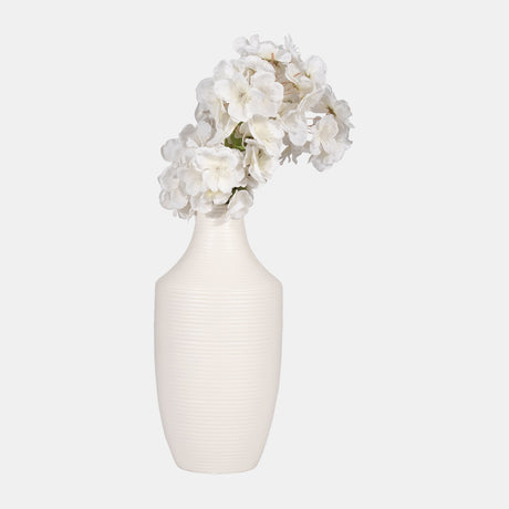 Cer, 12" Lines Vase, White from Sagebrook Home - Luna Furniture