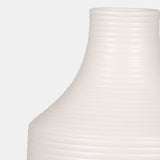 Cer, 12" Lines Vase, White from Sagebrook Home - Luna Furniture