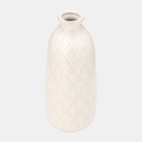 Cer, 12" Plaid Textured Vase, Beige from Sagebrook Home - Luna Furniture