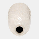 Cer, 12" Plaid Textured Vase, Beige from Sagebrook Home - Luna Furniture