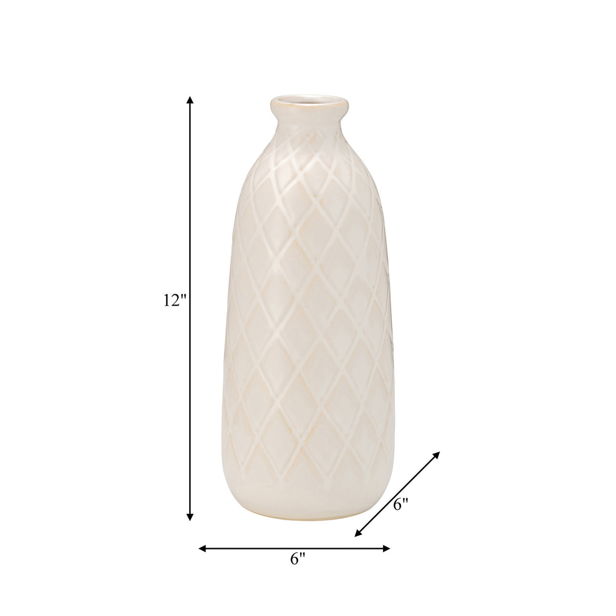 Cer, 12" Plaid Textured Vase, Beige from Sagebrook Home - Luna Furniture