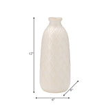 Cer, 12" Plaid Textured Vase, Beige from Sagebrook Home - Luna Furniture