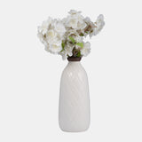 Cer, 12" Plaid Textured Vase, White from Sagebrook Home - Luna Furniture