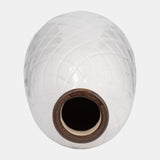 Cer, 12" Plaid Textured Vase, White from Sagebrook Home - Luna Furniture