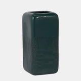 Cer, 12" Squared Grooved Vase, Forest Green from Sagebrook Home - Luna Furniture