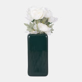 Cer, 12" Squared Grooved Vase, Forest Green from Sagebrook Home - Luna Furniture