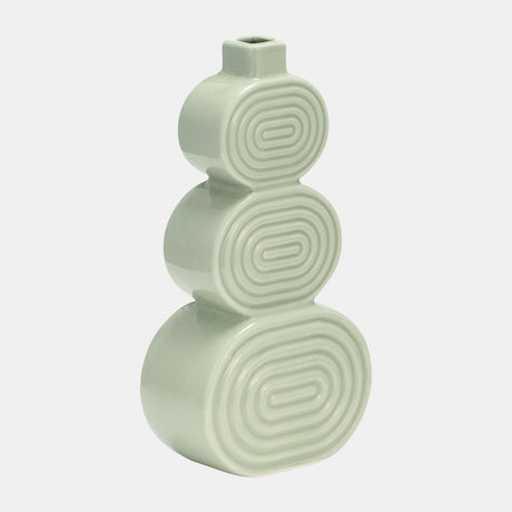 Cer, 12" Stacked Circles Vase, Cucumber from Sagebrook Home - Luna Furniture