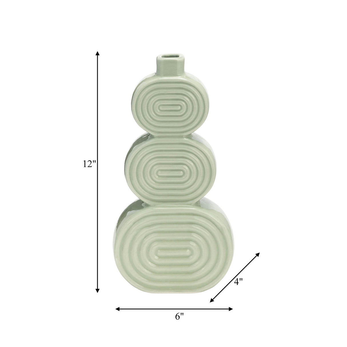 Cer, 12" Stacked Circles Vase, Cucumber from Sagebrook Home - Luna Furniture