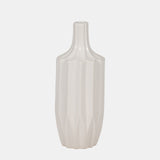 Cer, 13" Fluted Vase, White from Sagebrook Home - Luna Furniture