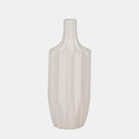 Cer, 13" Fluted Vase, White from Sagebrook Home - Luna Furniture