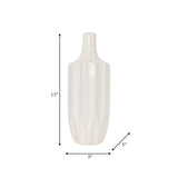 Cer, 13" Fluted Vase, White from Sagebrook Home - Luna Furniture