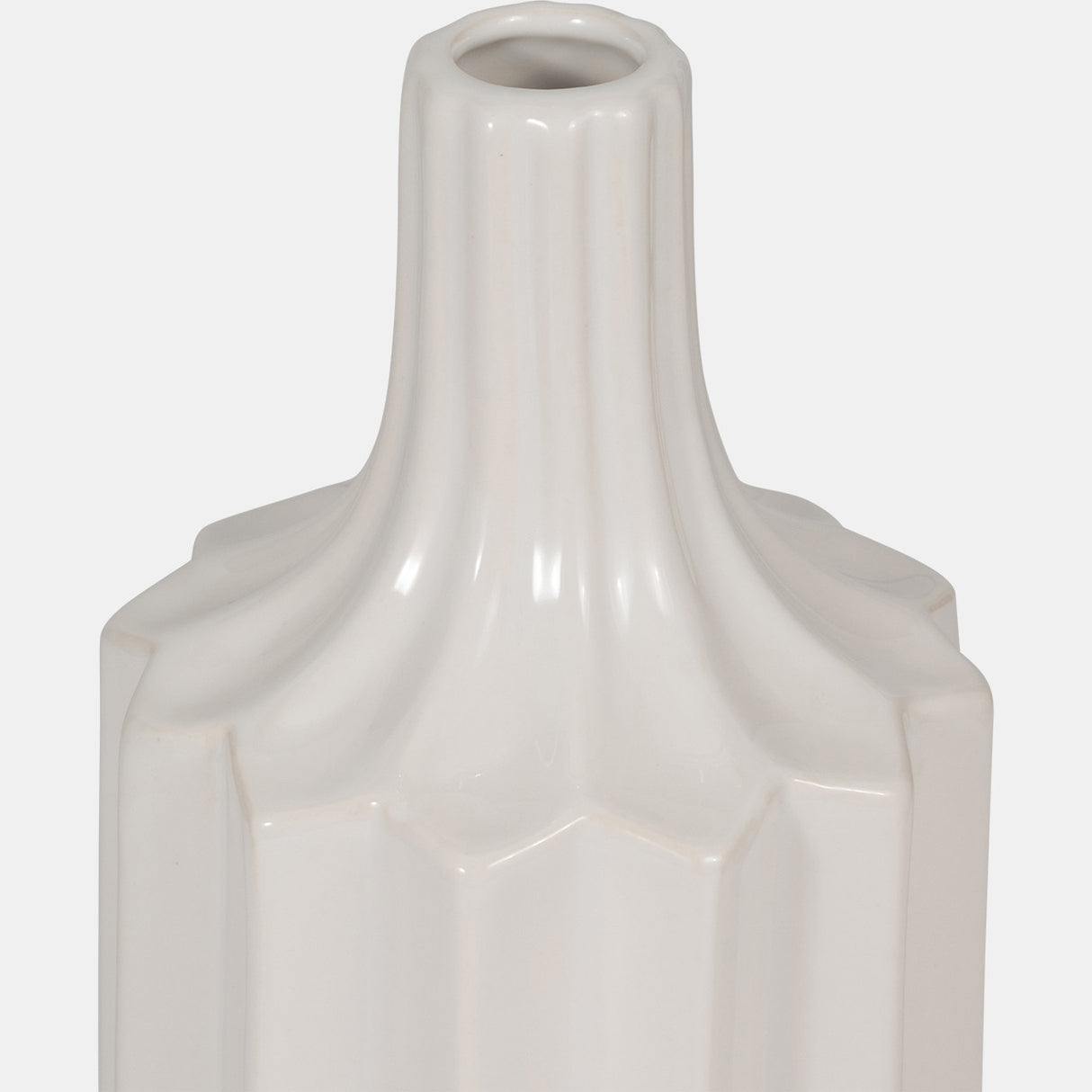 Cer, 13" Fluted Vase, White from Sagebrook Home - Luna Furniture