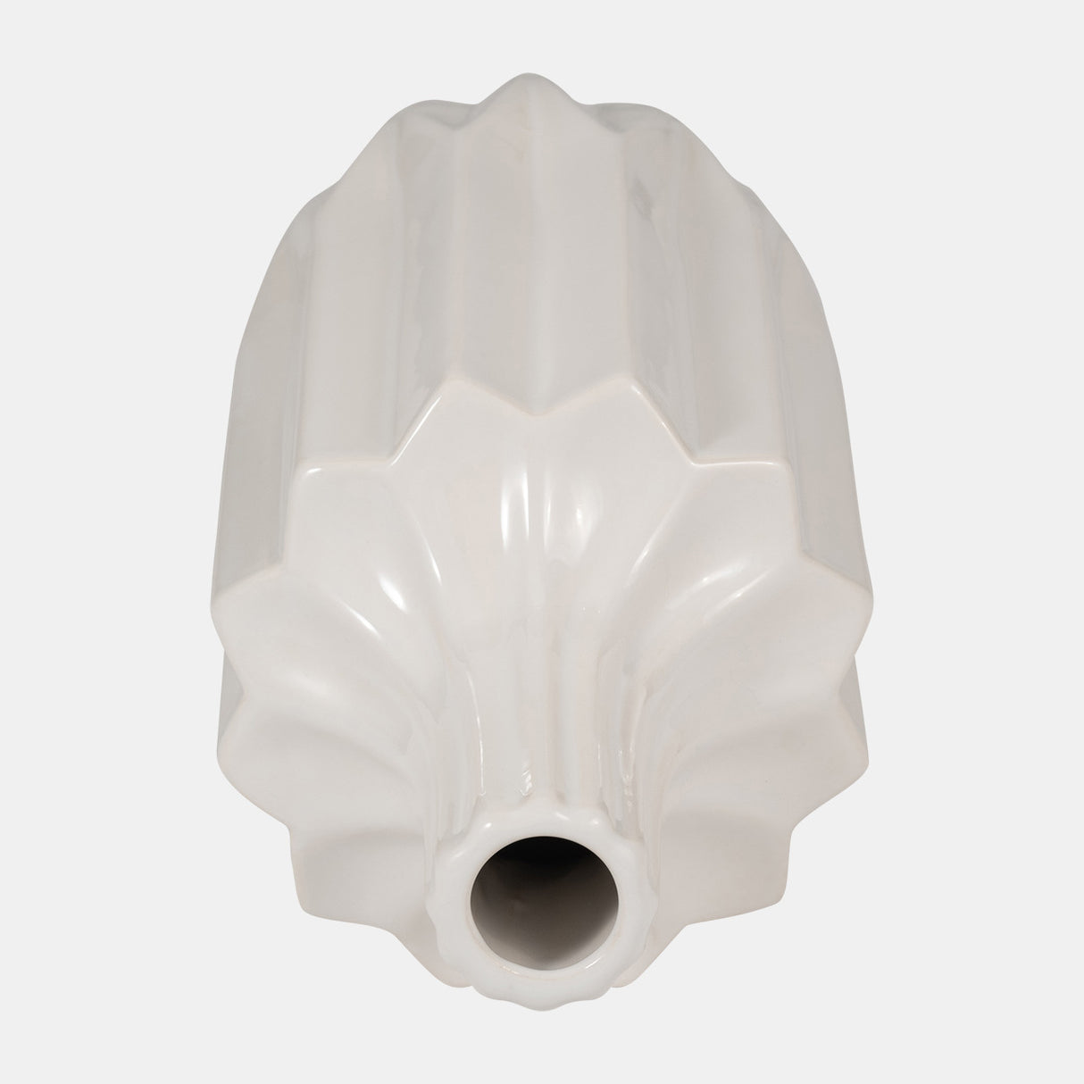 Cer, 13" Fluted Vase, White from Sagebrook Home - Luna Furniture