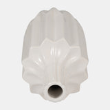 Cer, 13" Fluted Vase, White from Sagebrook Home - Luna Furniture