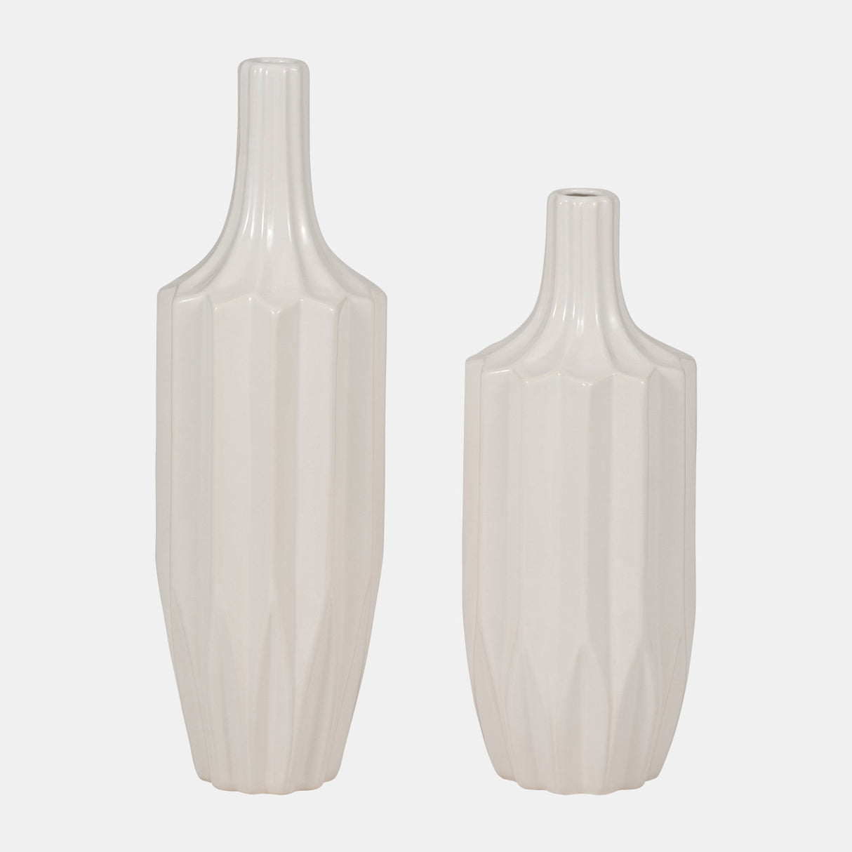 Cer, 13" Fluted Vase, White from Sagebrook Home - Luna Furniture