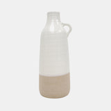 Cer, 14" Bottle Vase, White/tan from Sagebrook Home - Luna Furniture