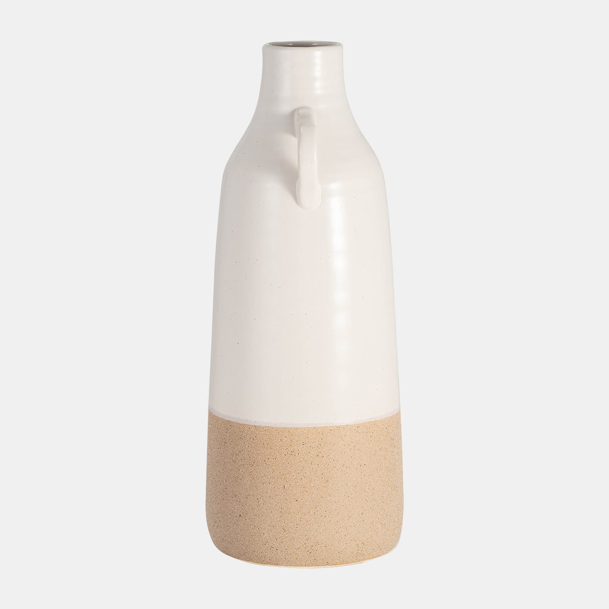 Cer, 14" Bottle Vase, White/tan from Sagebrook Home - Luna Furniture