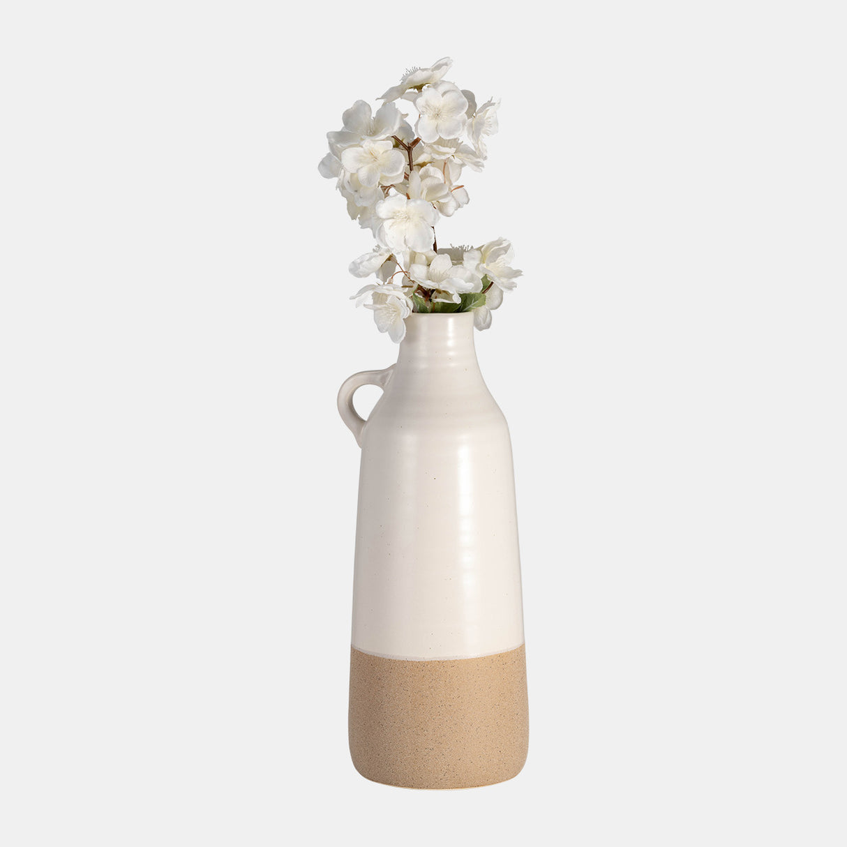 Cer, 14" Bottle Vase, White/tan from Sagebrook Home - Luna Furniture