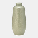 Cer, 15"h Carved Vase, Cucumber from Sagebrook Home - Luna Furniture