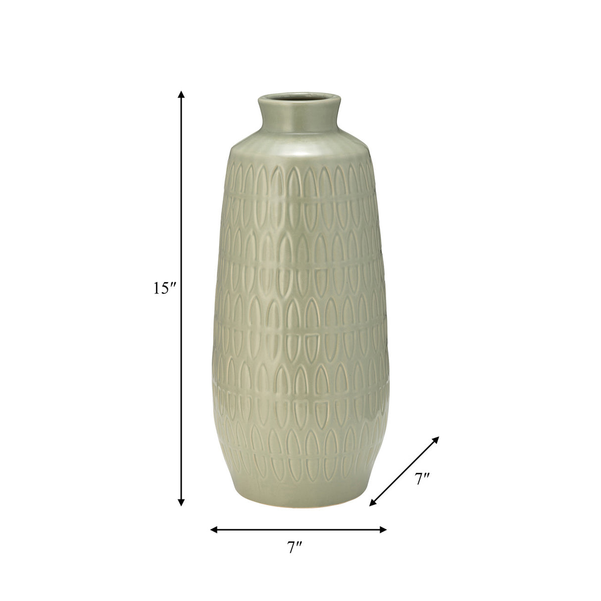 Cer, 15"h Carved Vase, Cucumber from Sagebrook Home - Luna Furniture