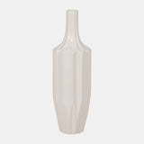 Cer, 16" Fluted Vase, White from Sagebrook Home - Luna Furniture