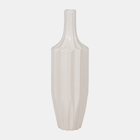 Cer, 16" Fluted Vase, White from Sagebrook Home - Luna Furniture