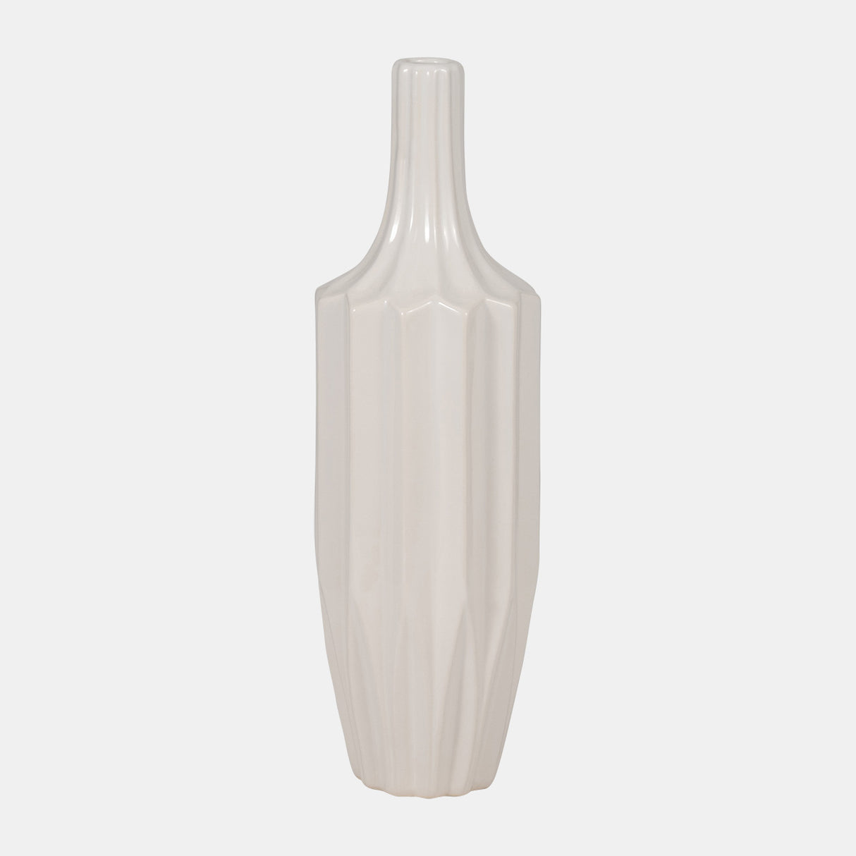 Cer, 16" Fluted Vase, White from Sagebrook Home - Luna Furniture