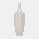 Cer, 16" Fluted Vase, White from Sagebrook Home - Luna Furniture