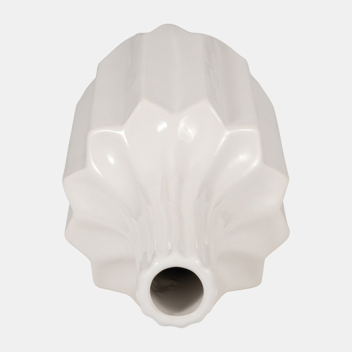 Cer, 16" Fluted Vase, White from Sagebrook Home - Luna Furniture