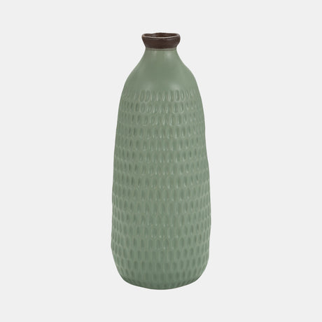 Cer, 16"h Dimpled Vase, Green from Sagebrook Home - Luna Furniture