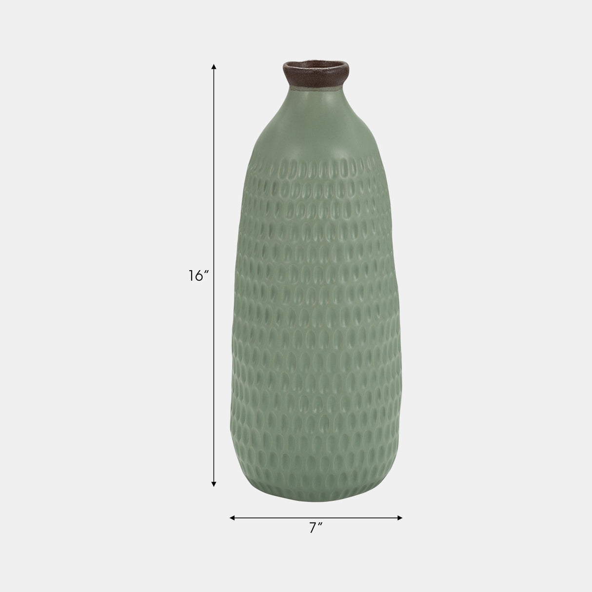 Cer, 16"h Dimpled Vase, Green from Sagebrook Home - Luna Furniture