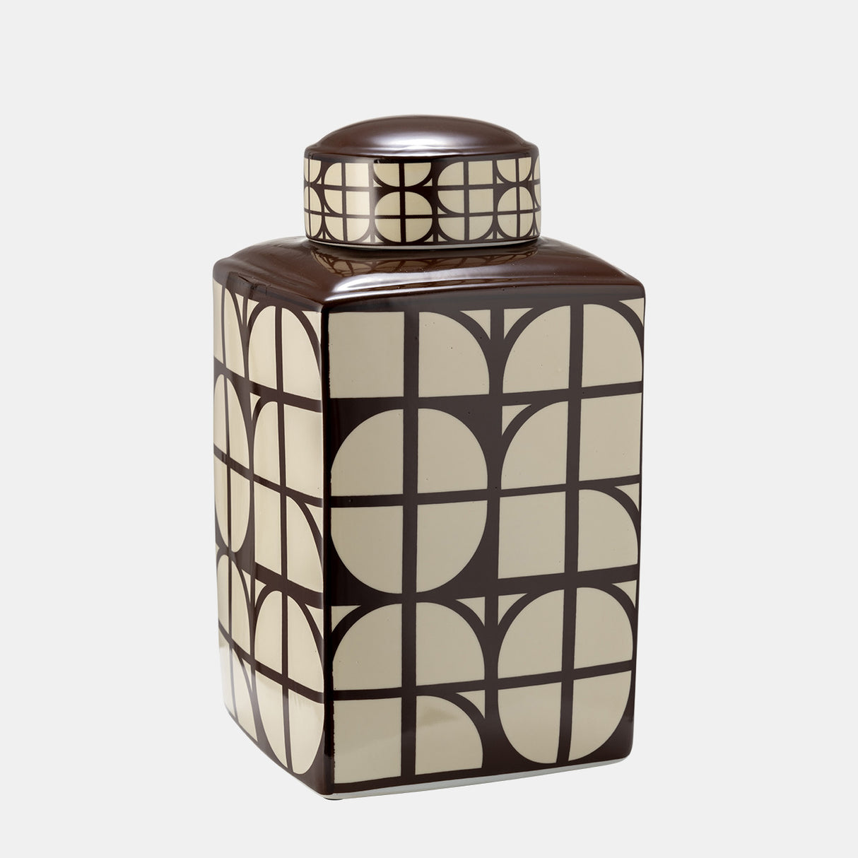 Cer, 16"h Square Jar W/ Lid, Java/cotton from Sagebrook Home - Luna Furniture