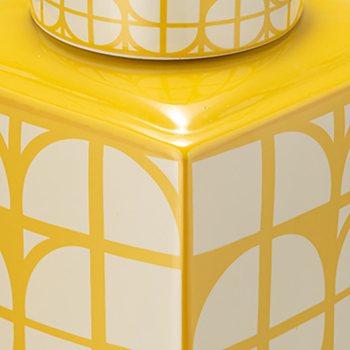 Cer, 16"h Square Jar W/ Lid, Yellow/cotton from Sagebrook Home - Luna Furniture