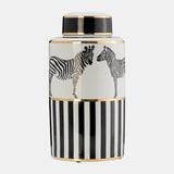 Cer, 16"h Zebra Jar W/ Lid, White/gold from Sagebrook Home - Luna Furniture