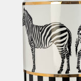 Cer, 16"h Zebra Jar W/ Lid, White/gold from Sagebrook Home - Luna Furniture