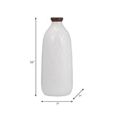 Cer, 16" Plaid Textured Vase, White from Sagebrook Home - Luna Furniture