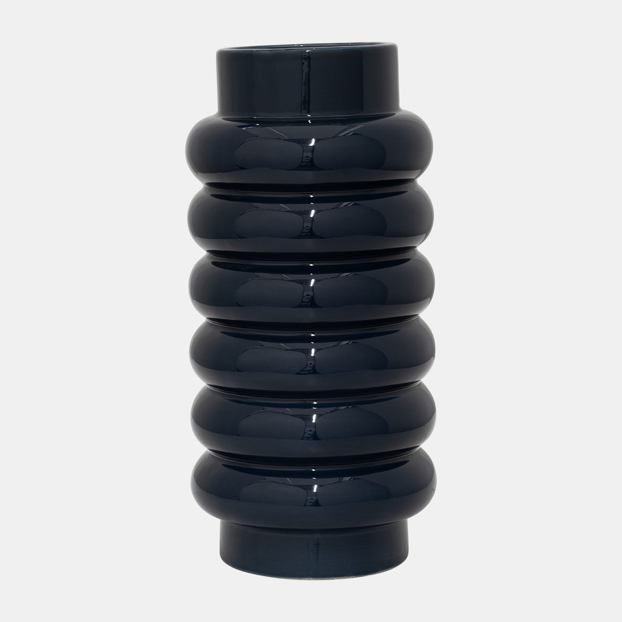 Cer, 16" Ribbed Vase, Navy - 18626-02