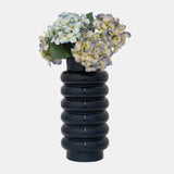 Cer, 16" Ribbed Vase, Navy - 18626-02