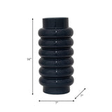 Cer, 16" Ribbed Vase, Navy - 18626-02