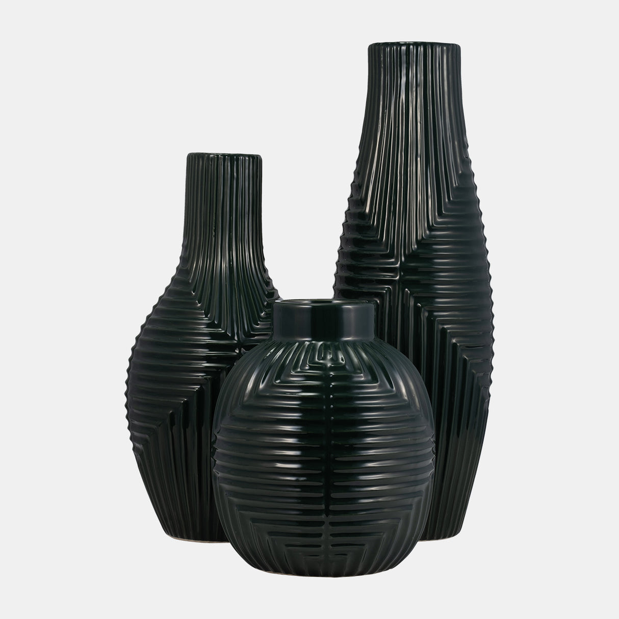 Cer, 16" Tribal Vase, Forest Green from Sagebrook Home - Luna Furniture