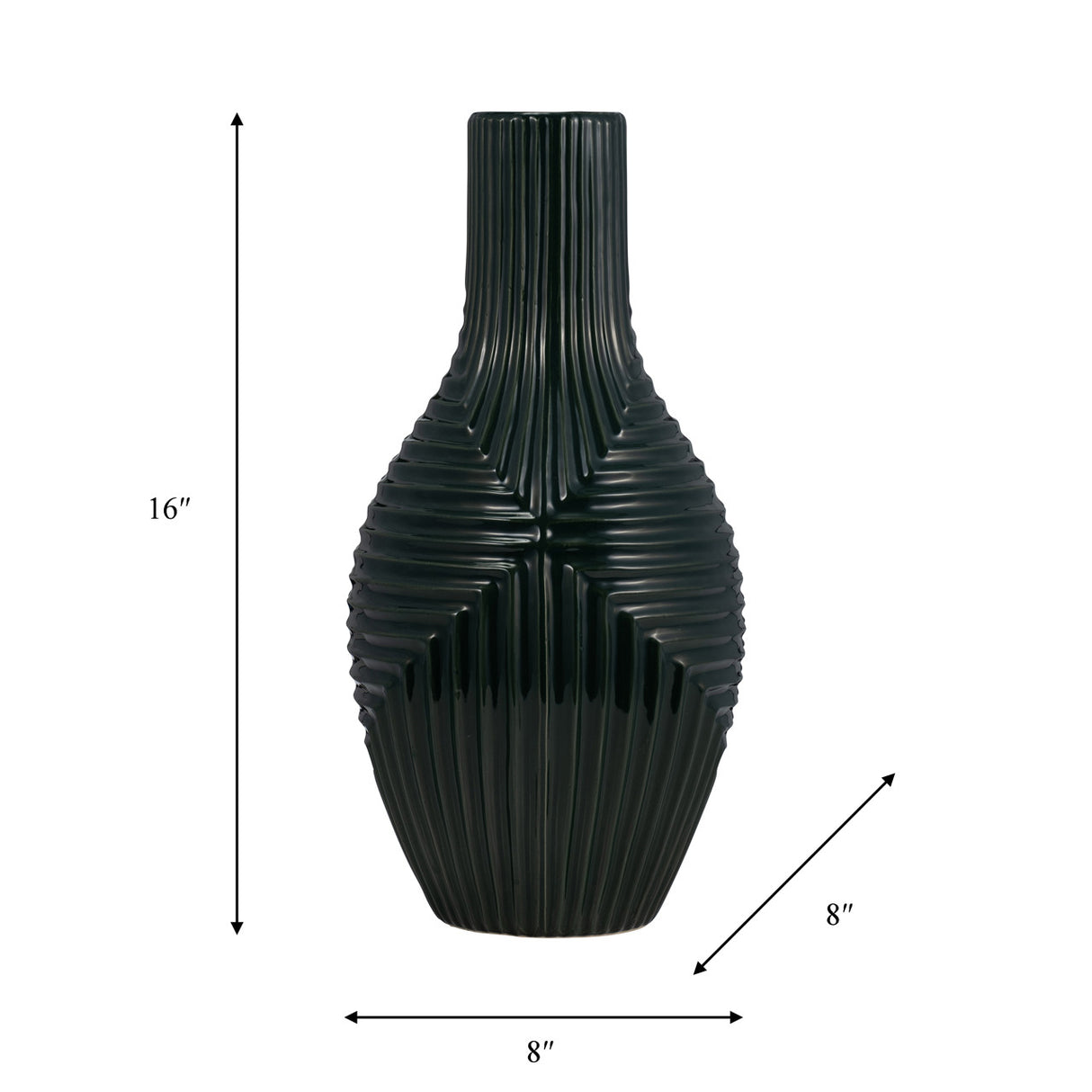 Cer, 16" Tribal Vase, Forest Green from Sagebrook Home - Luna Furniture