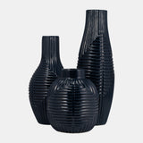 Cer, 16" Tribal Vase, Navy Blue from Sagebrook Home - Luna Furniture