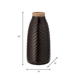 Cer, 18" Chevron Vase, Java from Sagebrook Home - Luna Furniture