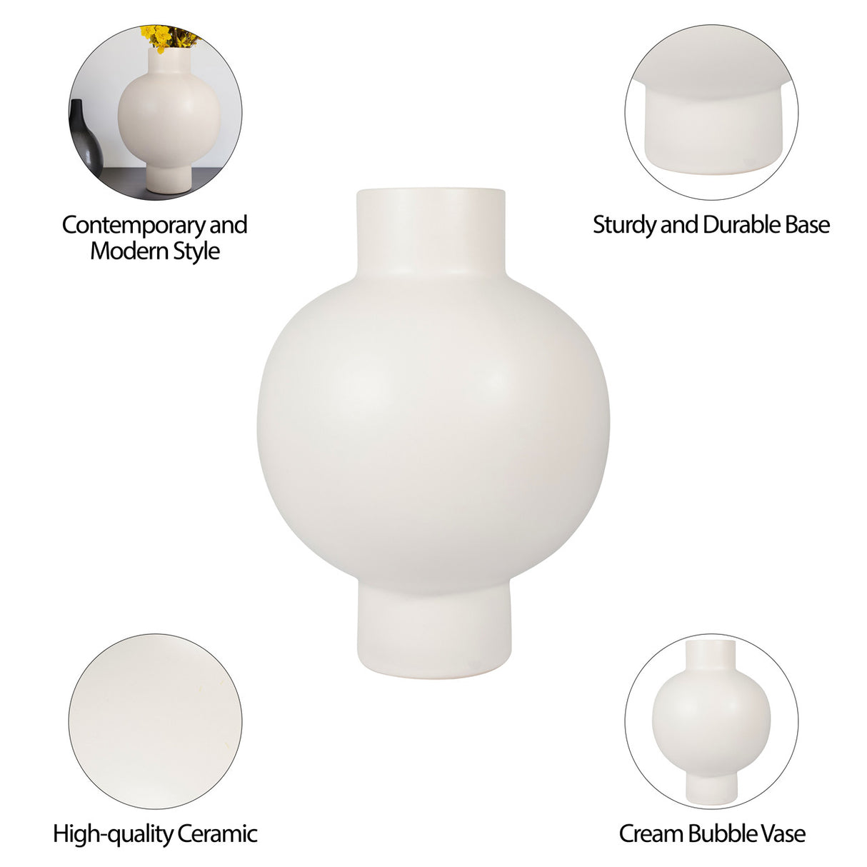 Cer, 18"h Bubble Vase, Creme from Sagebrook Home - Luna Furniture