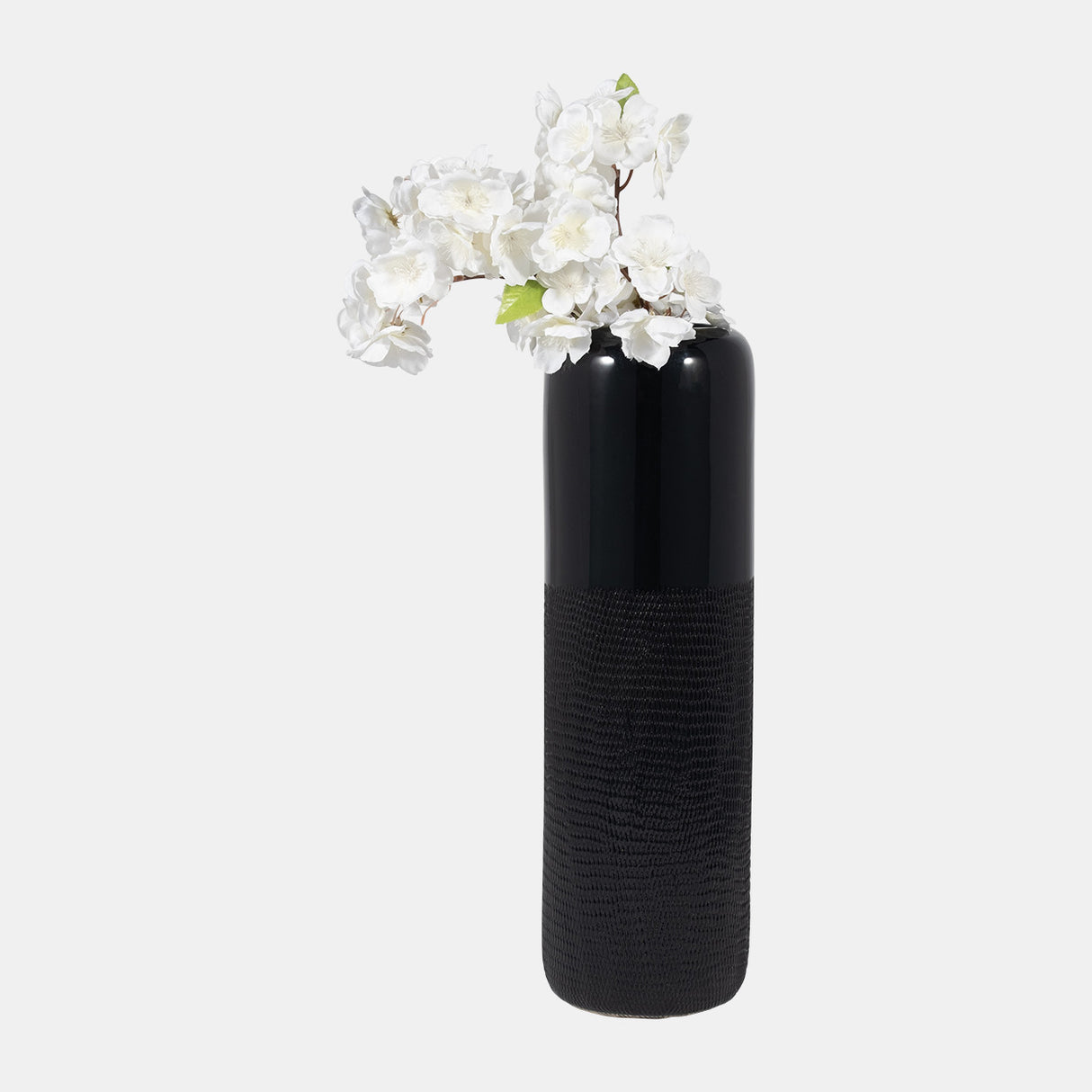 Cer, 18"h Grooved Vase, Black from Sagebrook Home - Luna Furniture