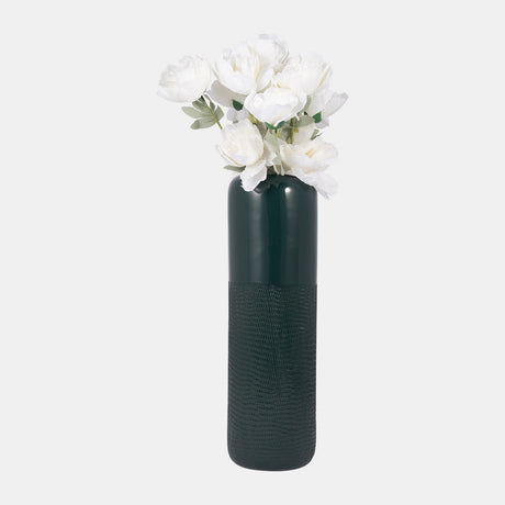 Cer, 18"h Grooved Vase, Forest Green from Sagebrook Home - Luna Furniture