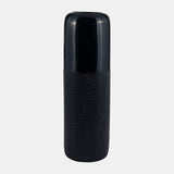 Cer, 18"h Grooved Vase, Navy Blue from Sagebrook Home - Luna Furniture