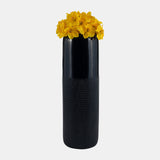 Cer, 18"h Grooved Vase, Navy Blue from Sagebrook Home - Luna Furniture